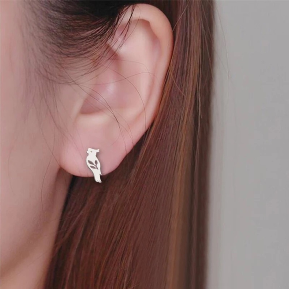 🎉 New Silver Plated Parrot Stud Earrings set